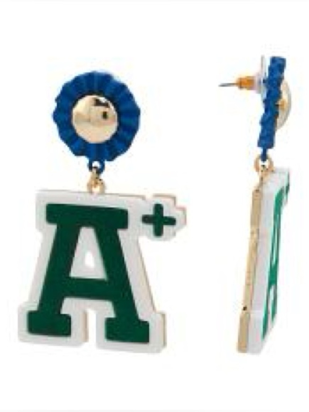 NWT Betsey Johnson First of Class A+ Drop
Earrings Novelty Hall Pass Card